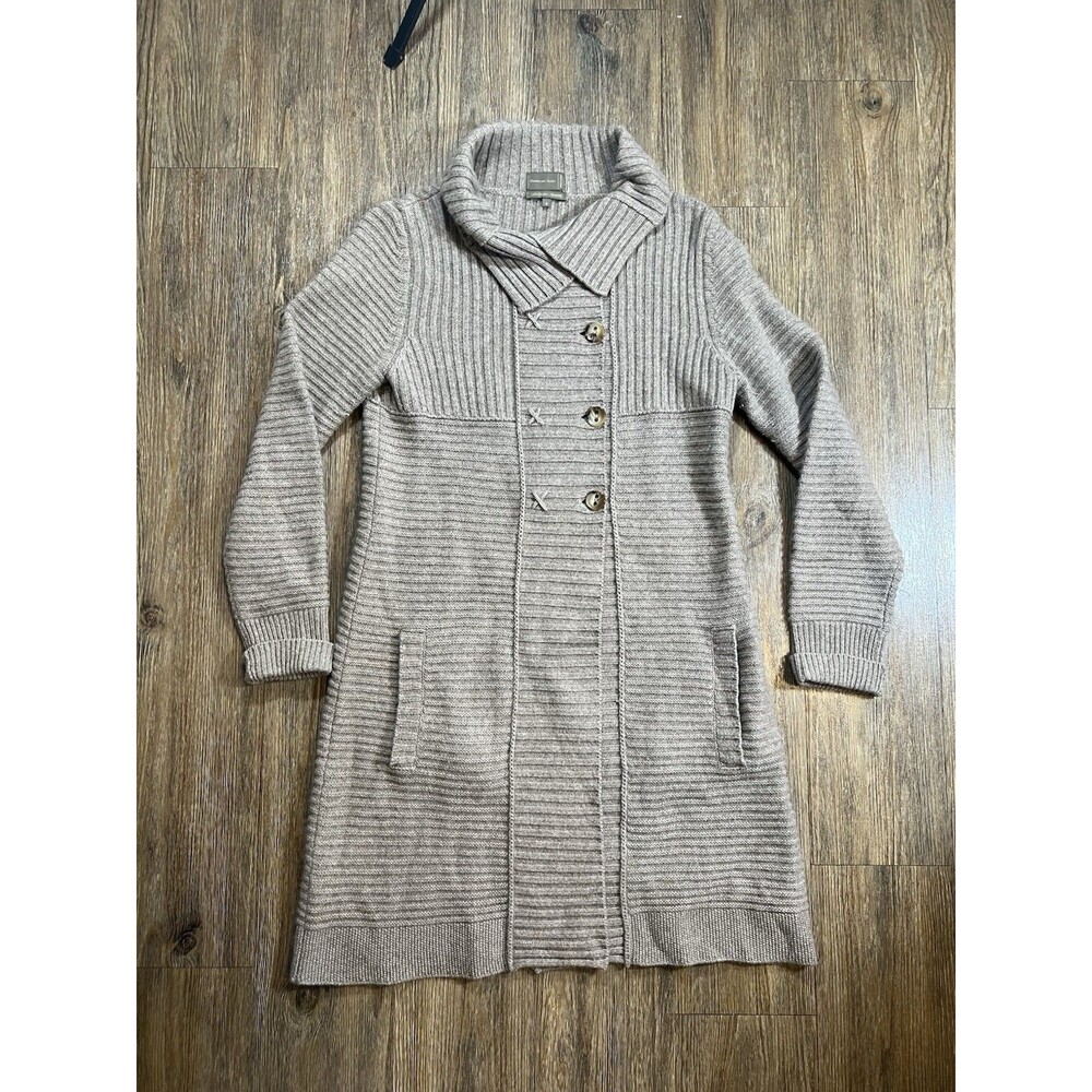 MANTOVANI STUDIO Italian 100% Cashmere Long Sweater Coat Dress Cardigan Small